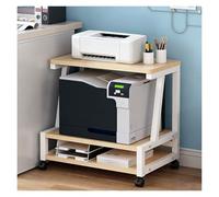 Tyzlup Support imprimante Chariot imprimante Mobile avec Roues pour Machine de Bureau, Étagère de Rangement Robuste 3 Niveaux, Organisateur Ouvert sous Bureau(Natural,A)