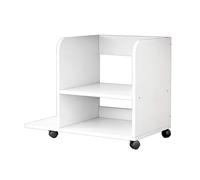 Tyzlup Support imprimante Mobile Printer Stand for Home Office, Rolling Under Desk Printer cart with Organizer Spaces, Wooden Printer Table for Small Spaces(White,B2)