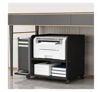 Tyzlup Support imprimante Mobile Printer Stand for Home Office, Rolling Under Desk Printer cart with Organizer Spaces, Wooden Printer Table for Small Spaces(Black,B1)