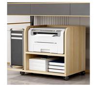 Tyzlup Support imprimante Mobile Printer Stand for Home Office, Rolling Under Desk Printer cart with Organizer Spaces, Wooden Printer Table for Small Spaces(Light Wood,B3)