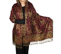 TZ Promise Châle pashmina cachemire pour femme - Motif coloré - Écharpe d'hiver surdimensionnée, Bordeaux (02), Large