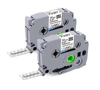 TZe-131 Lot de 2 rubans transparents de 12 mm compatibles avec Brother P-touch TZe131 TZ pour PT-H100LB H105 H107 H110 Cube D210/vp D410 P700 1000 1080 Noir sur transparent