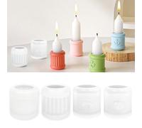 TZEKING 4 Pièces Moule Silicone Bougie,Moules à Bougies Cylindriques, Bougeoirs En Silicone