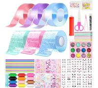 TZEKING 75 Pièces Nano Tape Bubble Kit,6 Ruban (5cm x 1m) + 69 Paquets De Matériel De Luxe,Ruban à Bulles Gonflable,Rubans à Bulles DIY Craft Kit pour Enfants,Avec Paillettes,Sequins,Autocollants,etc.