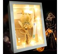 TZEKING Cadeaux de mariage,Cadeaux de mariage pour les mariés, Emballage cadeau,Cadeau mariage avec coffret en bois,Fleurs séchées,Tube à essai,Luminaires,Stylo,Anniversaire de mariage
