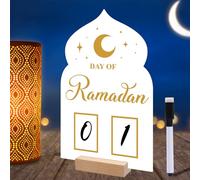 TZEKING Calendrier de l'Avent du Ramadan,30 Jours Calendrier du Ramadan,Acrylique,Calendrier à Rebours Manuscrit DIY,Compte à rebours jusqu'à l'Aïd,Pour La Décoration Du Ramadan, Cadeau de l'Aïd