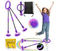 TZEKING Cheville Skip Ball avec Compteur,Anneau de Saut de Cheville,Pliable Anneau de Saut de Cheville,Coloré Anneau de Saut Clignotant,Flash Saut Anneau Ball (sans écran-Violet)