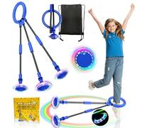 TZEKING Cheville Skip Ball avec Compteur,Anneau de Saut de Cheville,Pliable Anneau de Saut de Cheville,Coloré Anneau de Saut Clignotant,Flash Saut Anneau Ball (sans écran-Bleu)