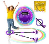 TZEKING Cheville Skip Ball avec Compteur,Anneau de Saut de Cheville,Pliable Anneau de Saut de Cheville,Coloré Anneau de Saut Clignotant,Flash Saut Anneau Ball,Enfants Cheville Saut Boule (Violet)
