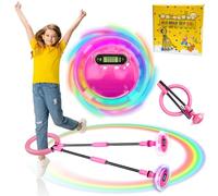 TZEKING Cheville Skip Ball avec Compteur et Anneau Pliable, Coloré Clignotant, Enfants Saut Boule (Rose)