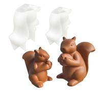 TZEKING Lot de 2 Moules en Silicone en Forme D'écureuil,Moule à Bougie en Silicone,3D en Forme D'écureuil,Moule à Faire Soi-même,pour Verser une Pomme de Pin,Décor en Plâtre