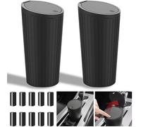TZEKING Lot de 2 Poubelle de Voiture avec Couvercle - Mini Portable, Imperméable et Anti-odeur Lavable - 5 Rouleaux de Sacs Inclus - Pour Maison, Cuisine