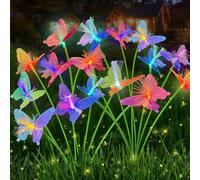 TZEKING Lumières Solaires de Jardin,2 Pièces 16LED Papillon Lampe Solaire Extérieure,IP65 Étanche Lumières Solaires Papillon,Lumières Solaire Extérieur Décoratives pour Jardin, Passage, Anniversaire