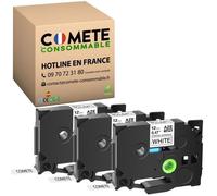 TZeS231 - 3 Rubans cassettes compatibles Brother TZe-S231 Noir sur blanc - pour étiqueteuse Brother P-Touch