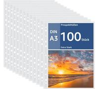 Tzf-100pcs Pochettes Perforée Perforées A3, 0,05 Mm Transparent Pochettes Plastiques Perforées A3, Pour Protéger Le Papier, Les Fichiers Et Documents, Ouverture Sur Le Haut