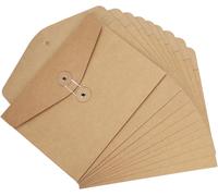 Tzf-10pcs Pochette Document En Papier Kraft A4 A5 Sac Enveloppe De Fichiers Avec Ligne Boucle Porte-Documents Portable Chemises Stockage Rangement Dossier Classeur Scolaire Bureau File Folder