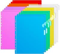 Tzf-16 Pochettes A4 Ouvertes Sur Le Côté Avec Index Coloré, Pochettes Transparentes A4 À Classer, Multicolores, Avec 11 Bords Perforés, 8 Couleurs, Pochette En Plastique Transparent, Pour Bureau