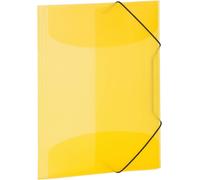 Tzf-19502 Lot De 3 Porte-Documents Din A4 Jaune Translucide En Plastique Solide Lavable Résistant Avec Rabats Intérieurs Et Élastique Pour Enfants Garçons Et Filles