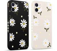 Tzf-2 Pezzi Cover Per Apple Iphone 12 Mini 5.4" Margherita Crisantemo Romantico Disegno Morbido Donne Protezione Sottile Anti Fotocamera Silicone Tpu Custodia Morbida Antiurto Case