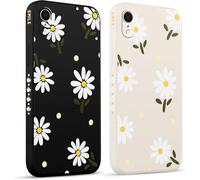 Tzf-2 Pezzi Cover Per Apple Iphone Xr 6.1" Margherita Crisantemo Romantico Disegno Morbido Donne Protezione Sottile Anti Fotocamera Silicone Tpu Custodia Morbida Antiurto Case