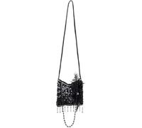 Tzf-36000 - Sac À Main Flapper, Noir, 19 X 19 Cm, Paillettes, Perles, Plumes, Scintillement, Charleston, Années 20, Carnaval, Mascarade, Fête À Thème, Déguisement, Théâtre