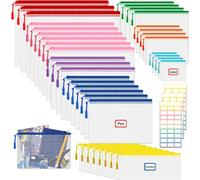 Tzf-38 Pièces Pochette Document Zippée, Pochette Plastique A4 + A5 + A6 + B4 + B5 + B6 + B8 + Sac À Billets, Pvc Transparentes Document Dossier, Étanche Sac Plastique Zip, Avec 3 Autocollants