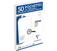 TZF-825050C - Paquet de 50 Pochettes Blanches C4-229x324 mm - Auto-Adhésives - 120g/m²