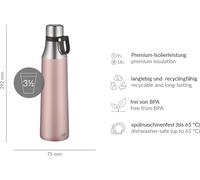 Tzf-Alfi City Bottle Loop 700 Ml, Rose, Gourde En Inox Avec Boucle De Transport, Bouteille Isotherme Robuste Anti-Fuite, Maintient Froid Pendant 9 H, Parfaitement Étanche, Bouteille Pour Boisson Gaze
