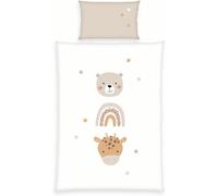 Tzf-Babybest Parure De Lit Little Friends, Taie D'oreiller 40 X 60 Cm Avec Rabat, Housse De Couette 100 X 135 Cm, Avec Fermeture Éclair, 100% Coton/Renforcé