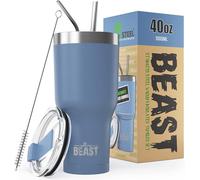 Tzf-Beast Mug Isotherme Cafe - 1050ml I Ciel Orageux I Acier Inoxydable I Réutilisable, Tasses Isothermes I 2 Pailles Et Brosse Nettoyage I Thermos Cafés De Voyage Double Paroi I Café Chaud Ou Glacé