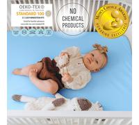 Tzf-Bisoo Drap Housse 40x80 Berceau Impermeable - 2en1 Drap Housse Alese Protege Matelas Bebe Reglable Pour Landau Nacelle - Silencieux 100% Jersey Oeko-Tex - 1 Drap Bleu 37x80 / 80x40 Cm