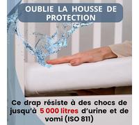 Tzf-Bisoo Drap Housse 40x80 Berceau Impermeable - 2en1 Drap Housse Alese Protege Matelas Bebe Reglable Pour Landau Nacelle - Silencieux 100% Jersey Oeko-Tex - 1 Drap Blanc 37x80 / 80x40 Cm