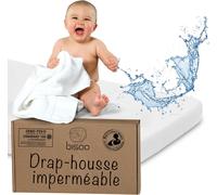 Tzf-Bisoo Drap Housse Couffin Impermeable 35x75-2en1 Drap Housse Alese Protege Matelas Bebe Reglable Pour Landau, Nacelle Et Couffin - 100% Jersey Oeko-Tex - 1 Drap Blanc 75x35 Cm