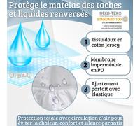 Tzf-Bisoo Magic Drap 40x80 - Drap-Housse Imperméable Intégral 2en1: Drap En Coton Jersey + Alèse Protège-Matelas Pour Nacelle Et Berceau - Silencieux Respirant Tout Doux, Oeko-Tex (80x40 Blanc)