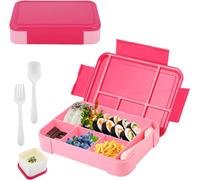 Tzf-Boîte À Lunch, 1330 Ml Lunch Box, Bento Lunch Box Pour Enfants Avec Compartiments, Étanche, Adaptée Pour L'école, Pique-Nique, Voyage (Rose)