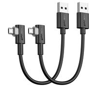 TZF-Câble Micro USB 90 Angle, 2 pièces 0.15m 3A USB vers Micro USB Câble de charge USB 2.0 Transfert de données Compatible avec Galaxy S7 Edge S6 S5, Moto E6 5 4, Xperia Z5, Kindle Fire, LG