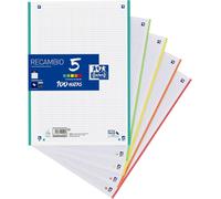 Tzf-, Classeur 4 Anneaux A4+ Couverture Extra Rigide Avec Élastique. Recharge Quadrillée 5 X 5. Couleur Mauve