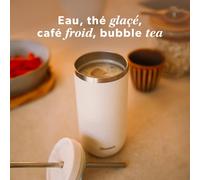 Tzf-- Cold Cup Isotherme 470 Ml Bleu Pastel - 24h Glacé & 12h Froid - Inox Recyclé, Anti-Éclaboussure - Idéale Pour Boissons Fraîches, Bubble Tea Et Café Glacé