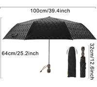 Tzf-Compact Parapluie Pliant Poignée Squelette Anti-Vent Léger Pluie Auto Ouvert Fermé Parapluie Noir Revêtement Intérieur