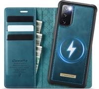 TZF-Coque pour Samsung Galaxy S20 FE, Étui 2-en-1 Magnétique Amovible en Cuir PU Premium Compatible MagSafe Charge sans Fil Porte-Cartes Protection RFID Fonction Étui à Rabat - Bleu Vert