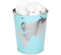Tzf-Corbeille À Papier Globe Couleur Turquoise Design Carte Du Monde Étain 26cm Hauteur 22cm(Diamè