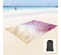 Tzf-Couverture De Plage Douce Et Soyeuse Tapis Anti-Sable Avec Poches D'angle Sac En Filet 215x183cm, Fête À La Plage, Camping, Violet Orange