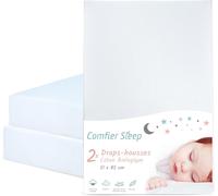 Tzf-Drap Housse Cododo 50x83 Cm ¿ Lot De 2 ¿ 100% Coton Biologique ¿ Blanc Drap Housse Bebe ¿ Doux Et Respirant 51x85 Cm