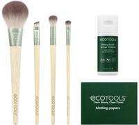 Tzf-Ecotools Limited Edition Merry Must-Haves Kit, Visage & Eyeshadow Makeup Brushes, Brush Shampoo & Cleanser, Blotting Papers For Matte Makeup, Eco-Friendly, 6 Piece Gift Set