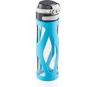 Tzf-Flip Gourde Réutilisable (600 Ml), Bouteille En Verre 100 % Étanche, Bouteille Infusion Avec Filtre & Protection Silicone, Bleu Océan