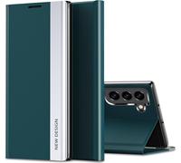 Tzf-Galaxy S21 Coque Pour Samsung S21 Etui À Rabat Luxueux Placage Effet View Flip Folio Pc+Pu Housse 360° Protecteur Antichoc Anti-Rayure Coque Pour Samsung Galaxy S21 (Vert)