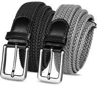 Tzf-Golf Ceinture Unisex Elastic Tressé Ceinture Pour Hommes Et Femmes 2 Pack, Vintage Tissu Élastique Tissé Tressé Extensible Pour Jeans Boucle Alliageceinture Pour Golf Sports