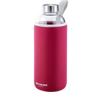 Tzf-Gourde En Verre Avec Imprimé, Protection Textile Incl., 1000 Ml, Verre/Silicone/Caoutchouc, Sans Bpa, Viva, Rouge/Argenté/Transparent, 5274226r