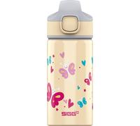 Tzf-- Gourde Enfant Avec Paille En Aluminium - Miracle Butterfly - Étanche - Poids Plume - Sans Bpa - Certifiée Neutre En Co2 - École & Sport - Jaune Clair Motif Papillons - 0,4l