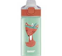 Tzf-- Gourde Enfant Avec Paille En Aluminium - Miracle Peaceful - Étanche - Poids Plume - Sans Bpa - Certifiée Neutre En Co2 - École & Sport - Vert Motif Renard Indien - 0,4l